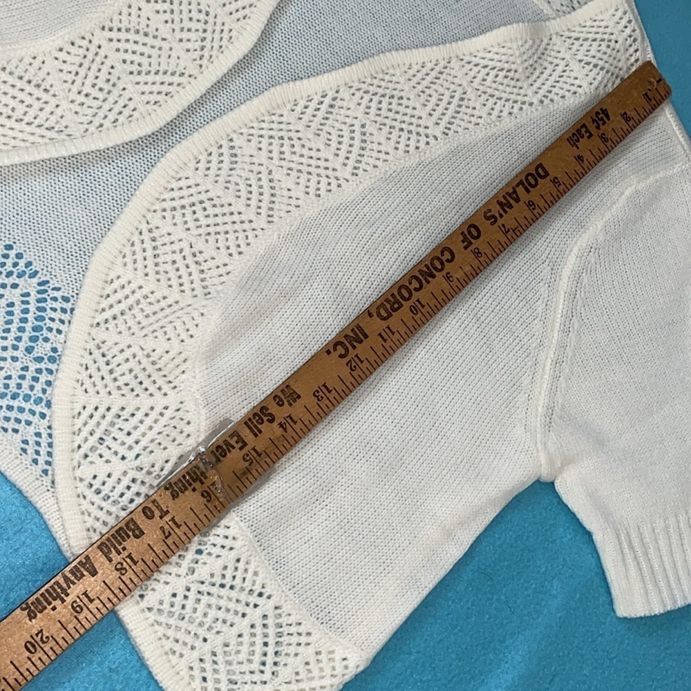 BLAIR shrug bolero open front cardigan short sleeve knit sweater white size M - Picture 8 of 10